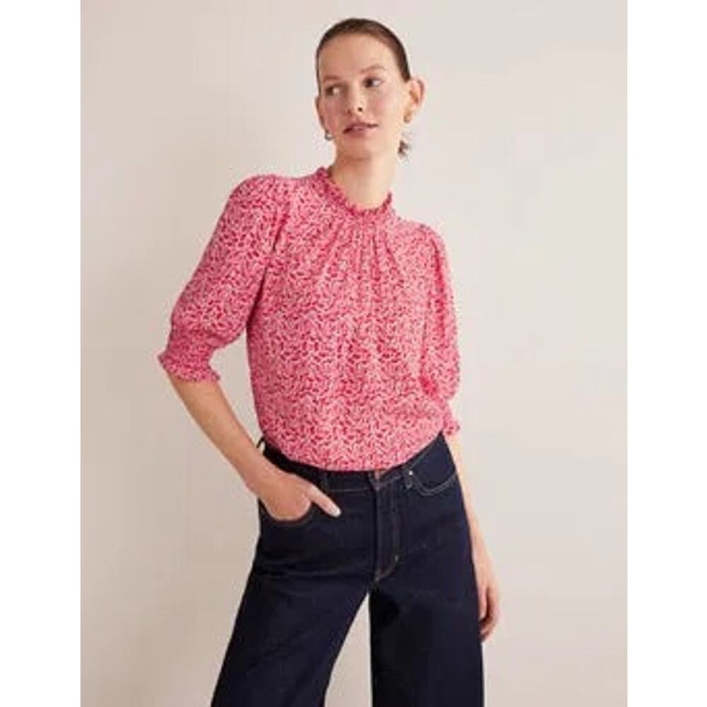 Pink Puff Sleeve Top | Boden | Size M - Picture 2 of 9